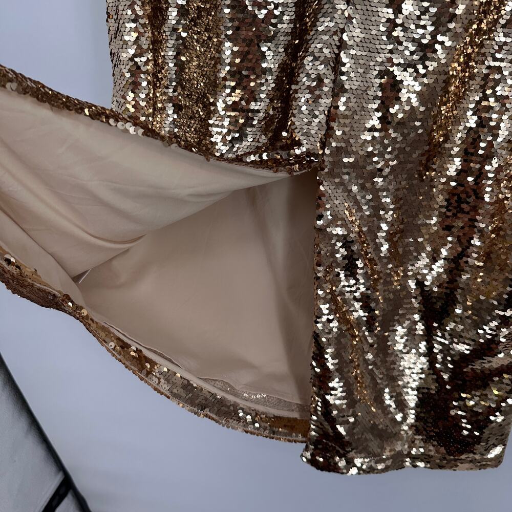 MARIE OLIVER NWT Wray Midi Skirt in Gold Sequin // 2 - Picture 12 of 15